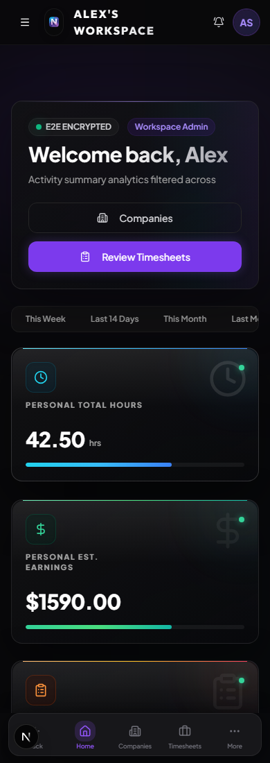 Mobile Dashboard Dark Mode